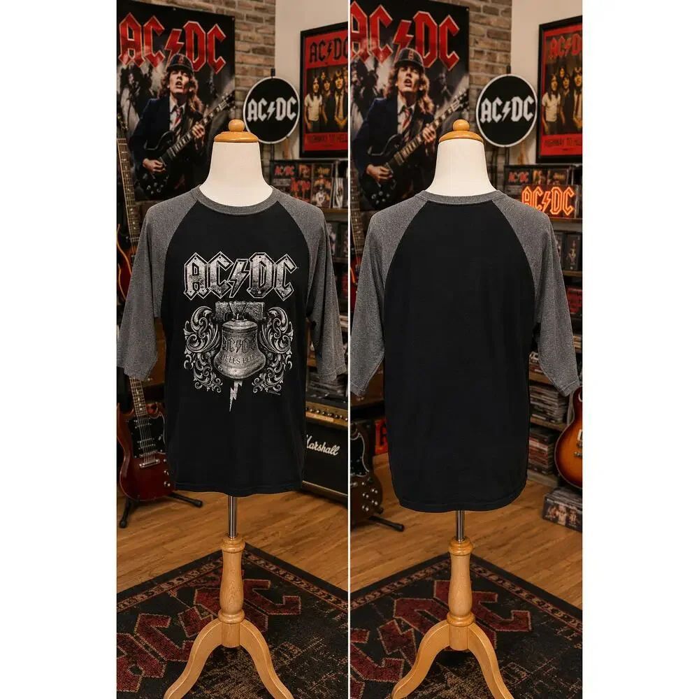 Liquid Blue AC/DC Hells Bells Raglan Band Tee 3/4 Sleeve XL